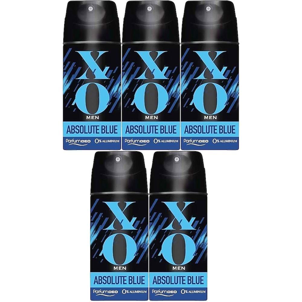 XO Deodorant 150ML Men-Erkek Absolute Blue (5 Li Set)