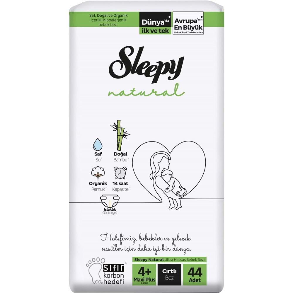 Sleepy Bebek Bezi Natural 4+ Beden (9-16 KG) Maxi Plus 132 Adet Aylık Fırsat Pk