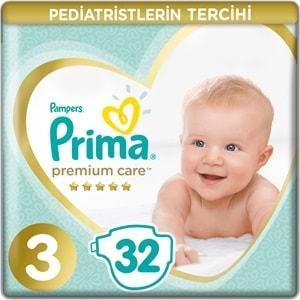 Prima Premium Care Bebek Bezi Beden:3 (6-10Kg) Midi 32 Adet Jumbo Pk
