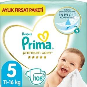 Prima Premium Care Bebek Bezi Beden:5 (11-16KG) Junior 108 Adet Aylık Fırsat Pk