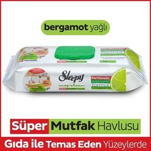 Sleepy Easy Clean Yüzey Temizlik Mutfak Havlusu - Mendili 50 Yaprak Bergomot Yağlı Plastik Kapaklı