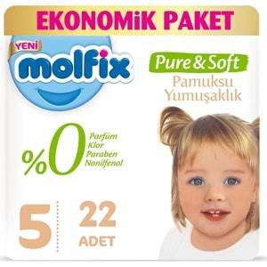 Molfix Pure&Soft Bebek Bezi Beden:5 (11-18Kg) Junior 22 Adet Ekonomik Pk