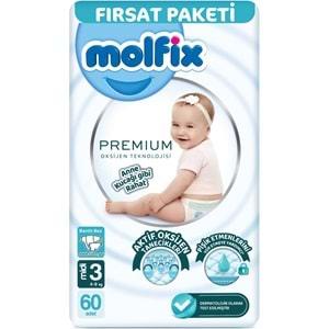 Molfix Premium Bebek Bezi Beden:3 (4-9KG) Midi 60 Adet Fırsat Pk