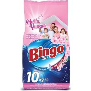 Bingo Matik Toz Çamaşır Deterjanı 10KG Beyazlar ve Renkliler 67 Yıkama (Mutlu Yuvam)