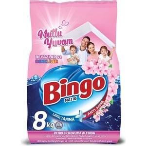 Bingo Matik Toz Çamaşır Deterjanı 8KG Beyazlar ve Renkliler 53 Yıkama (Mutlu Yuvam)