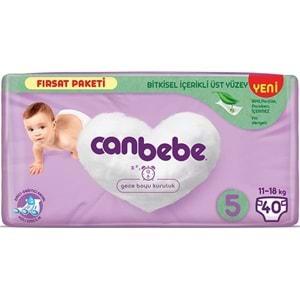 Canbebe Bebek Bezi Beden:5 (11-18Kg) Junior 40 Adet Fırsat Pk