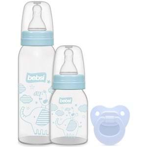 Bebsi Biberon ve Emzik Seti PP Mavi (250ML+ 125ML+ Emzik)