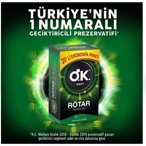 Okey Prezervatif 20 Adet Rötar (Geciktirici Etkili) Ekonomik Pk