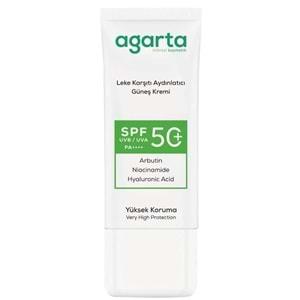 Agarta Leke Karşıtı Aydınlatıcı Spf+50 Faktör Yüz Güneş Kremi 50 ML