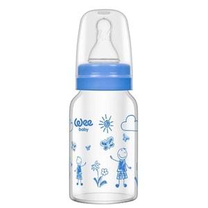 Wee Baby Isıya Dayanıklı Cam Biberon 240ML (Kod:772) - Mavi