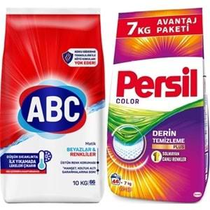 Abc Matik Toz Çamaşır Deterjanı 10KG Klasik Beyazlar & Renkliler (66 Yıkama) + 7KG Color/Renkli
