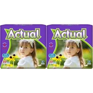 Actual Yetişkin Hasta Bezi Bel Bantlı XS-Ekstra Küçük 60 Adet (2PK*30) (Beden:6 Çoçuk Bezi)