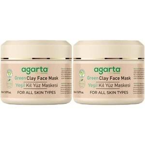 Agarta Doğal Yeşil Kil Yüz Maskesi 150ML (2 Li Set)