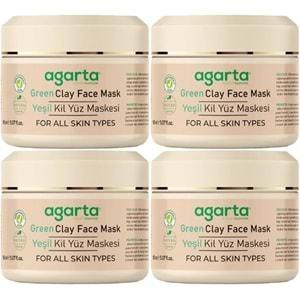 Agarta Doğal Yeşil Kil Yüz Maskesi 150ML (4 Lü Set)