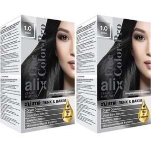 Alix 50ML Kit Saç Boyası 1.0 Siyah (2 Li Set)
