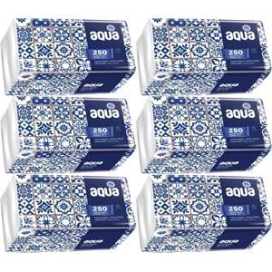 Aqua Pratik Mendil 250 Yaprak Tekli Pk (6 Lı Set)