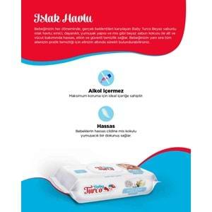 Baby Turco Islak Havlu Mendil 90 Yaprak Plastik Kapaklı Karma 6 Lı Set (Klasik-Beyaz Sabun)