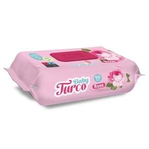 Baby Turco Islak Havlu Mendil 90 Yaprak Gül/Rose 48 Li Set 4320 Yaprak Plastik Kapaklı