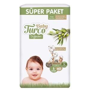Baby Turco Bebek Bezi Doğadan Beden:5 (12-25Kg) Junior 300 Adet Süper Mega Pk