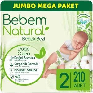 Bebem Bebek Bezi Natural Jumbo Mega Pk Beden:2 (3-6Kg) Mini 210 Adet