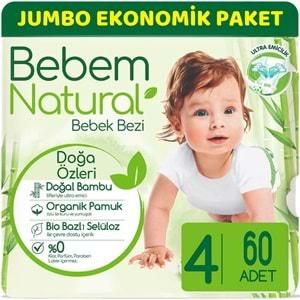 Bebem Bebek Bezi Natural Jumbo Ekonomik Pk Beden:4 (7-14Kg) Maxi 60 Adet