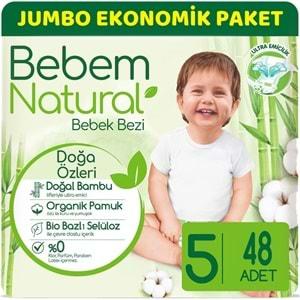 Bebem Bebek Bezi Natural Jumbo Ekonomik Pk Beden:5 (11-18Kg) Junior 48 Adet