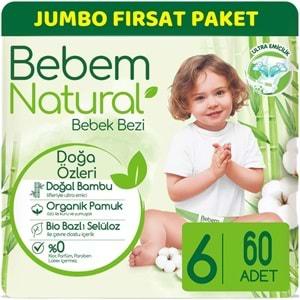 Bebem Bebek Bezi Natural Jumbo Fırsat Pk Beden:6 (15+Kg) Ekstra Large 60 Adet