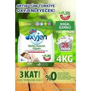 Bingo Toz Çamaşır Deterjanı 8KG Oxyjen Doğal İçerikli Parfümsüz (2PK*4KG) (52 Yıkama)