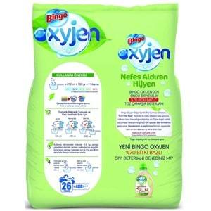 Bingo Toz Çamaşır Deterjanı 20KG Oxyjen Doğal İçerikli Parfümsüz (5PK*4KG) (130 Yıkama)