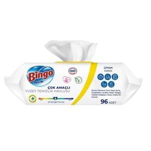 Bingo Clean Yüzey Temizlik Havlusu 96 Yaprak Limon Kokulu Plastik Kapaklı (9 Lu Set) 864 Yaprak