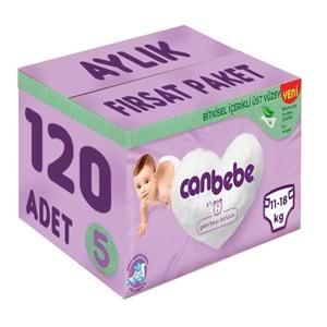 Canbebe Bebek Bezi Beden:5 (11-18Kg) Junior 120 Adet Aylık Fırsat Pk