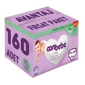 Canbebe Bebek Bezi Beden:5 (11-18Kg) Junior 160 Adet Avantaj Fırsat Pk