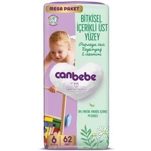 Canbebe Bebek Bezi Beden:6 (15-27KG) Exstra Large 186 Adet Mega Aylık Fırsat Pk