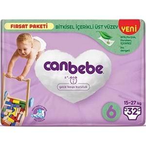 Canbebe Bebek Bezi Beden:6 (15-27Kg) Extra Large 128 Adet Avantaj Fırsat Pk