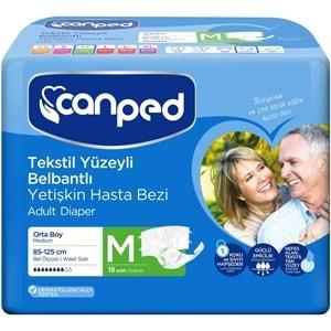 Canped Hasta Bezi Yetişkin Bel Bantlı Tekstil Yüzey M-Orta Boy 144 (8PK*18)