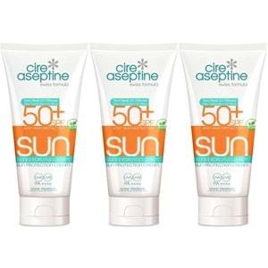 Cire Aseptine Sun Güneş Koruyucu Kremi 50+ SPF 150 ML (3 Lü Set)