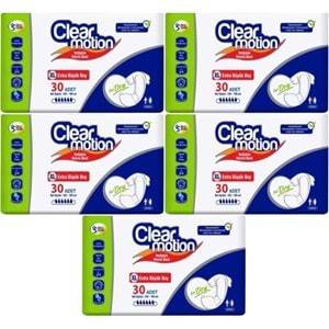 Clearmotion Yetişkin Hasta Bezi Bel Bantlı XL - Ekstra Büyük - Extra Large 150 Adet (5PK*30)