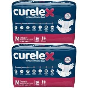 Curelex Hasta Bezi Yetişkin Bel Bantlı Tekstil Yüzey M-Orta Boy 60 Adet Tekli Pk (2PK*30)