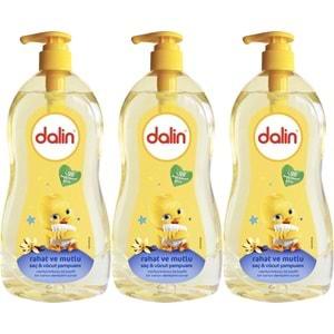 Dalin Bebek Şampuanı 400ML Rahat ve Mutlu Saç ve Vücut Şampuanı Vanilya Kokulu (3 Lü Set)