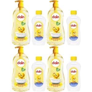 Dalin Bebek Şampuanı Klasik 700ML Pompalı + 100ML Bebek Yağı (Rahat ve Mutlu) (4 Lü Set)