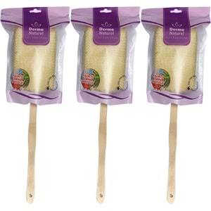 Derma Naturel Palmiye Örme Sopalı Banyo Sırt Lifi (8*24CM) MS-09 (3 Lü Set)