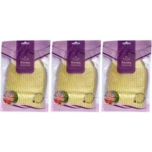Derma Naturel Palmiye Lifi Örme Banyo Eldiveni (15*24CM) MS-04 (3 Lü Set)