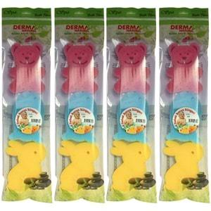 Derma Naturel 3 Lü Renkli Bebek Banyo Süngeri (4 Lü Set)
