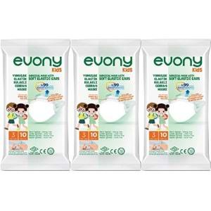 Evony 3 Katlı Filtreli Burun Telli Cerrahi Maske (Kids Çoçuklar İçin) 30 Lu Set (3Pk*10) (Desenli)