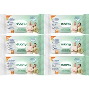 Evony Hasta Vücut Perine Temizleme Islak Mendil Havlu 48 Yaprak XL Banyo Ferahlığı (6 Lı Set)