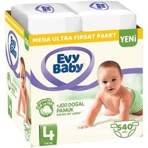 Evy Baby Bebek Bezi Beden:4 (7-14Kg) Maxi 540 Adet Mega Ultra Fırsat Pk