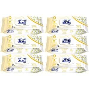 Fibril Islak Havlu Mendil 90 Yaprak Papatya Plastik Kapaklı (6 Lı Set) 540 Yaprak