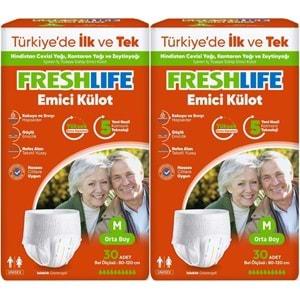 FreshLife Emici Külot Hasta Bezi Medium - Orta - M 60 Adet (2PK*30)