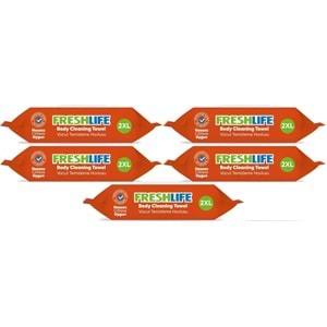 Freshlife Hasta Vücut Temizleme Islak Mendil Havlu 50 Yaprak XL (5 Li Set)
