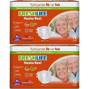 FreshLife Yetişkin Hasta Bezi Bel Bantlı XL - Ekstra Large - Extra Large 60 Adet (2PK*30)